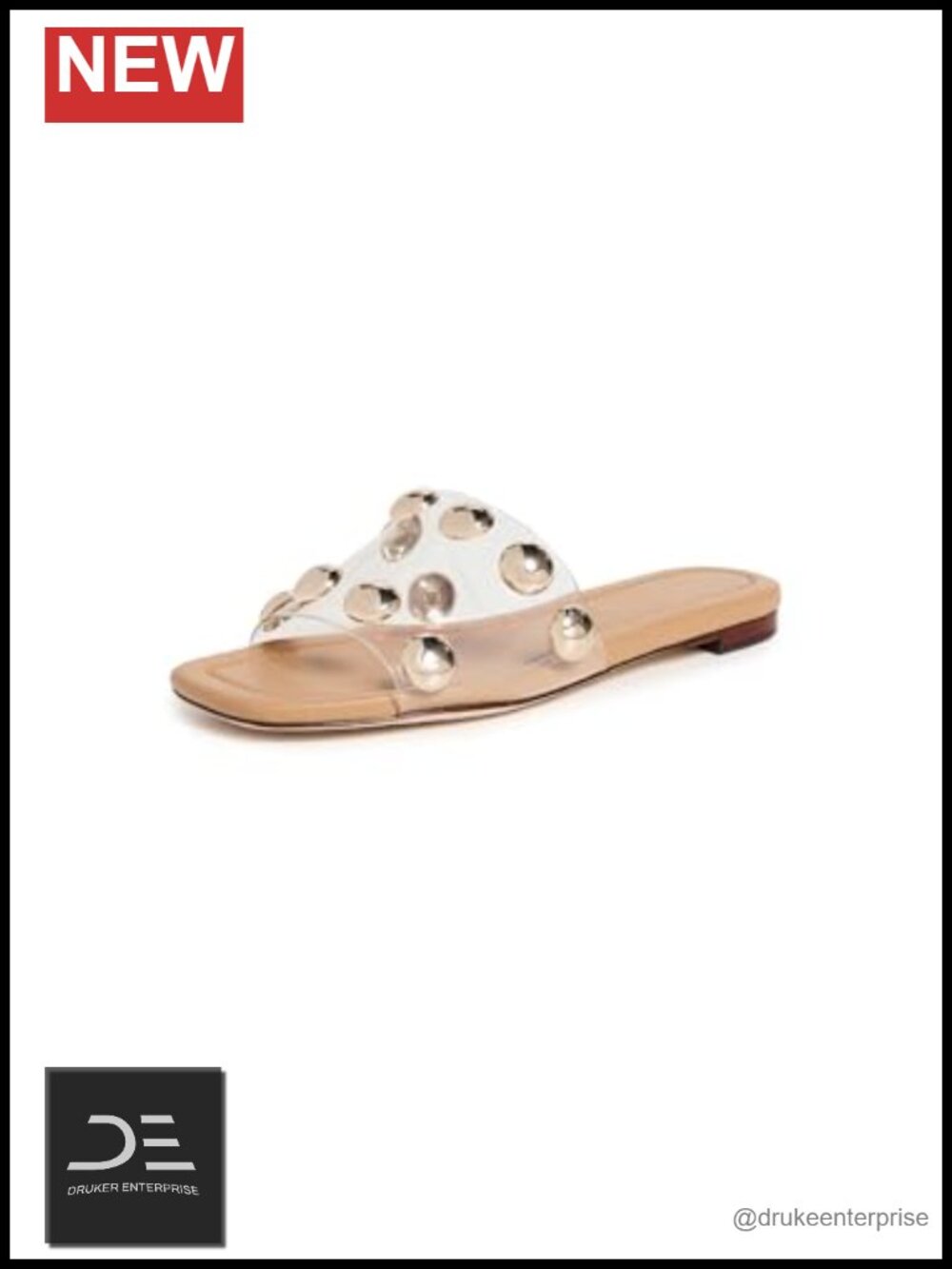 Studded Slide Sandals with Slingback Strap